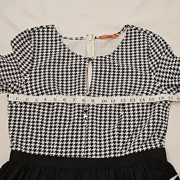 Modcloth dress retro houndstooth black and white size large - Picture 3 of 7